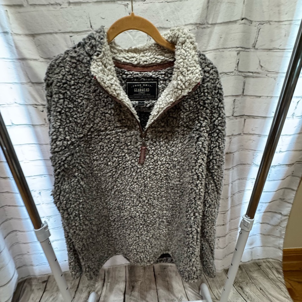 Men's Gray Sherpa Zip-Up Sweater
